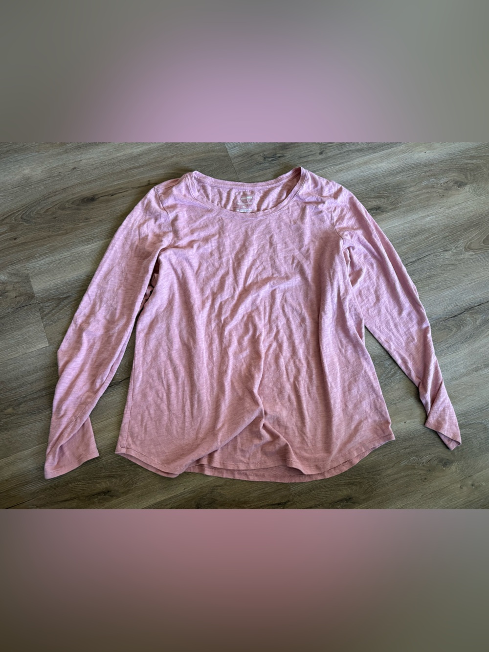 Women's XL Long-Sleeve Scoop Neck Top - Light Pink